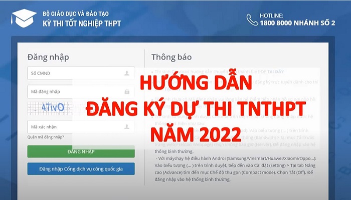 Hướng dẫn đăng ký dự thi tốt nghiệp THPT trực tuyến năm học 2022